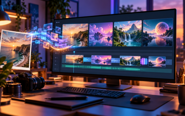 Ilustración conceptual de creación de video con inteligencia artificial